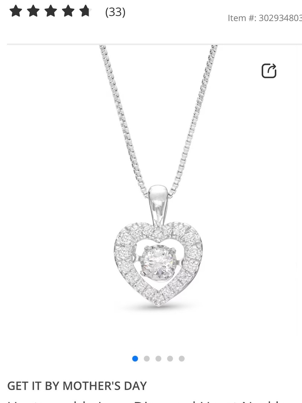 Unstoppable Love Diamond Heart Necklace 1/3 ct tw 10K White Gold 19"
